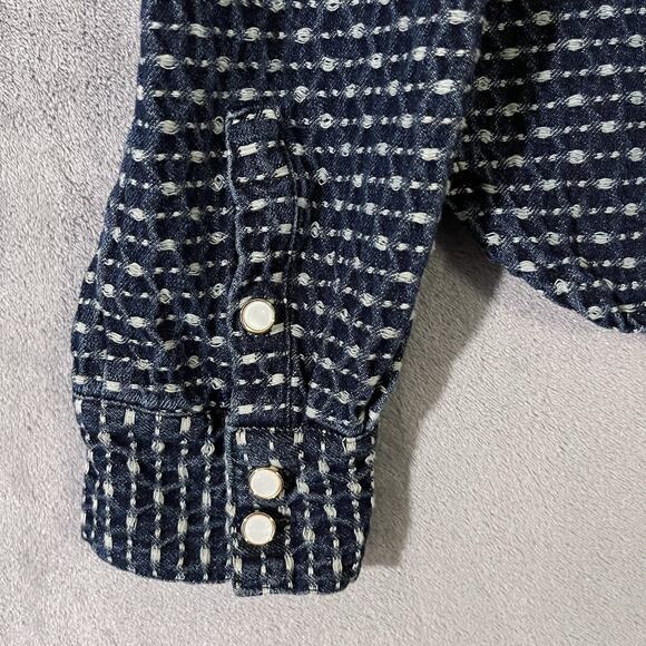 Bagatelle Collection NY Crop Jacket Blue Womens M Button Textured - Picture 3 of 10